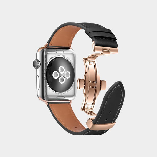 Narrow Waist Leather Butterfly Buckle Band For Apple Watch